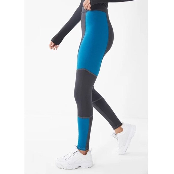 Urban Outfitters Victory Color block Leggings Blue Teal Black High Rise Waisted - Picture 2 of 7